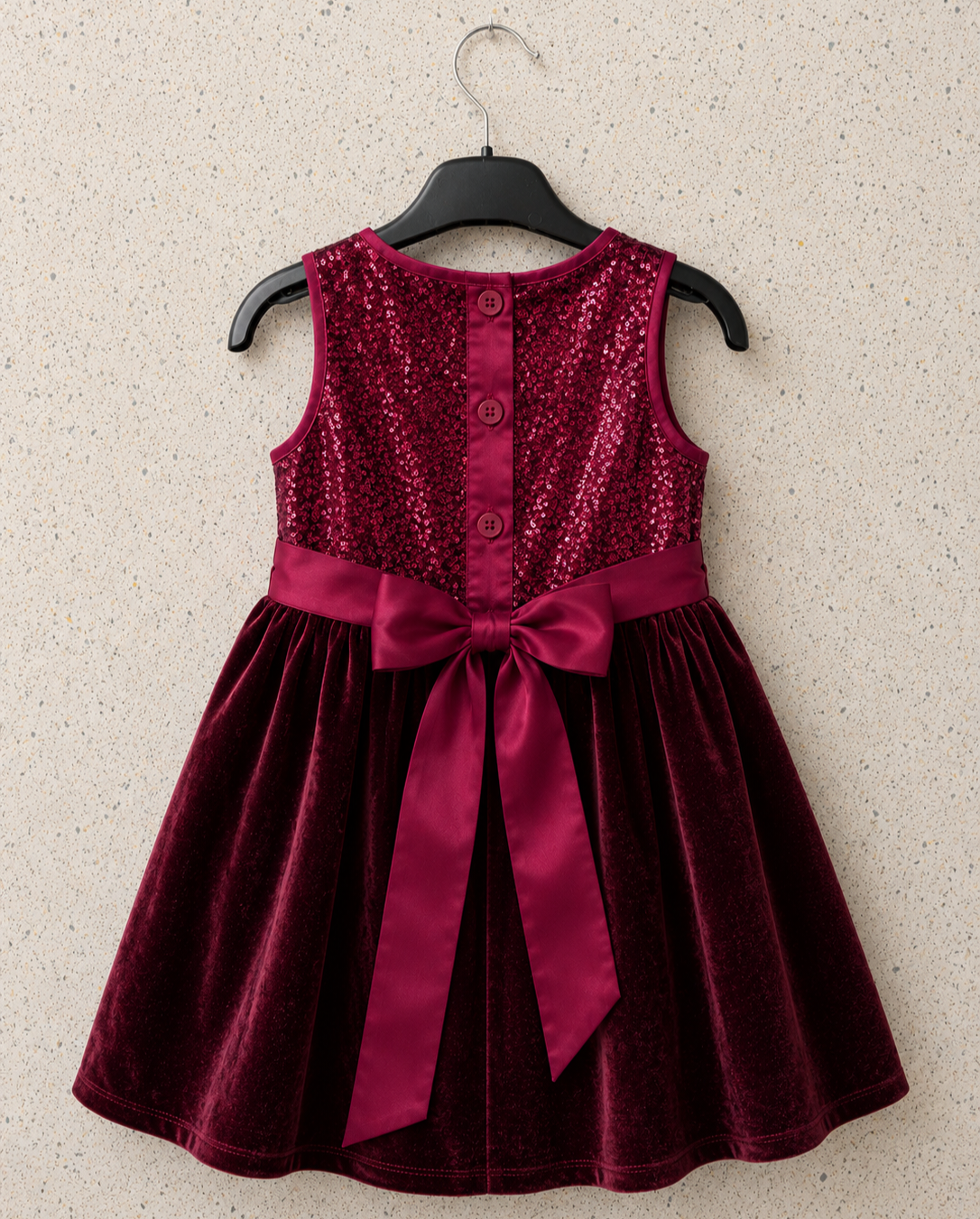 Rosabelle Burgundy Sequin Velvet Party Dress
