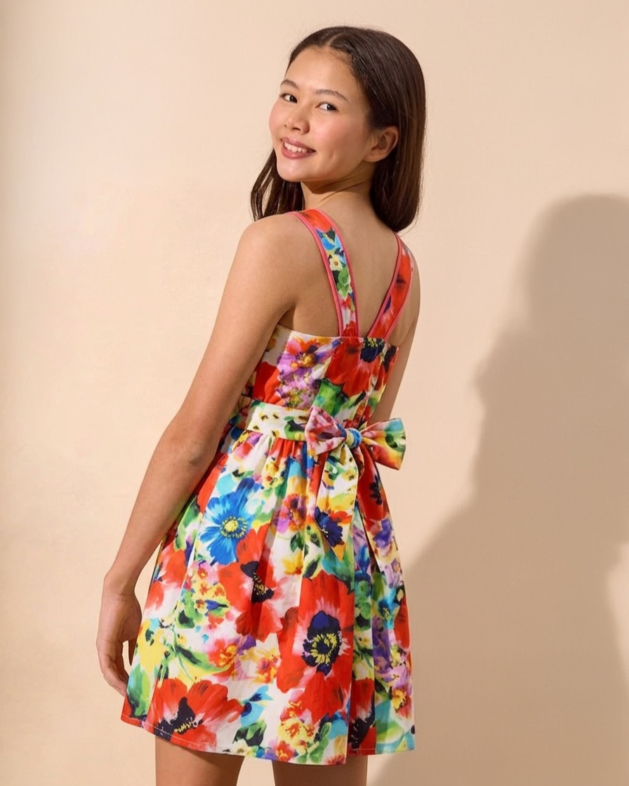 Rosabelle Red Floral Summer Party Dress(3-12yrs)