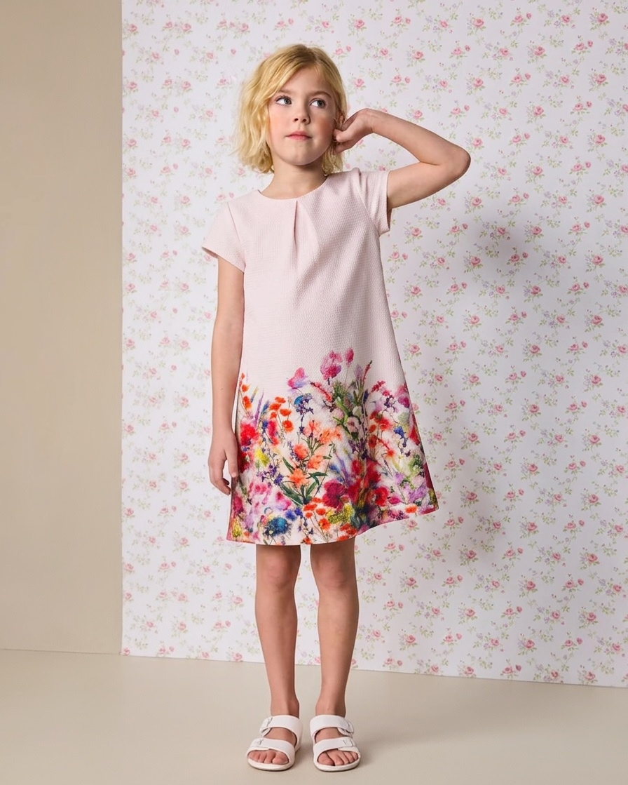 Rosabelle Cream/Pink Floral Summer Party Dress (3-12yrs)