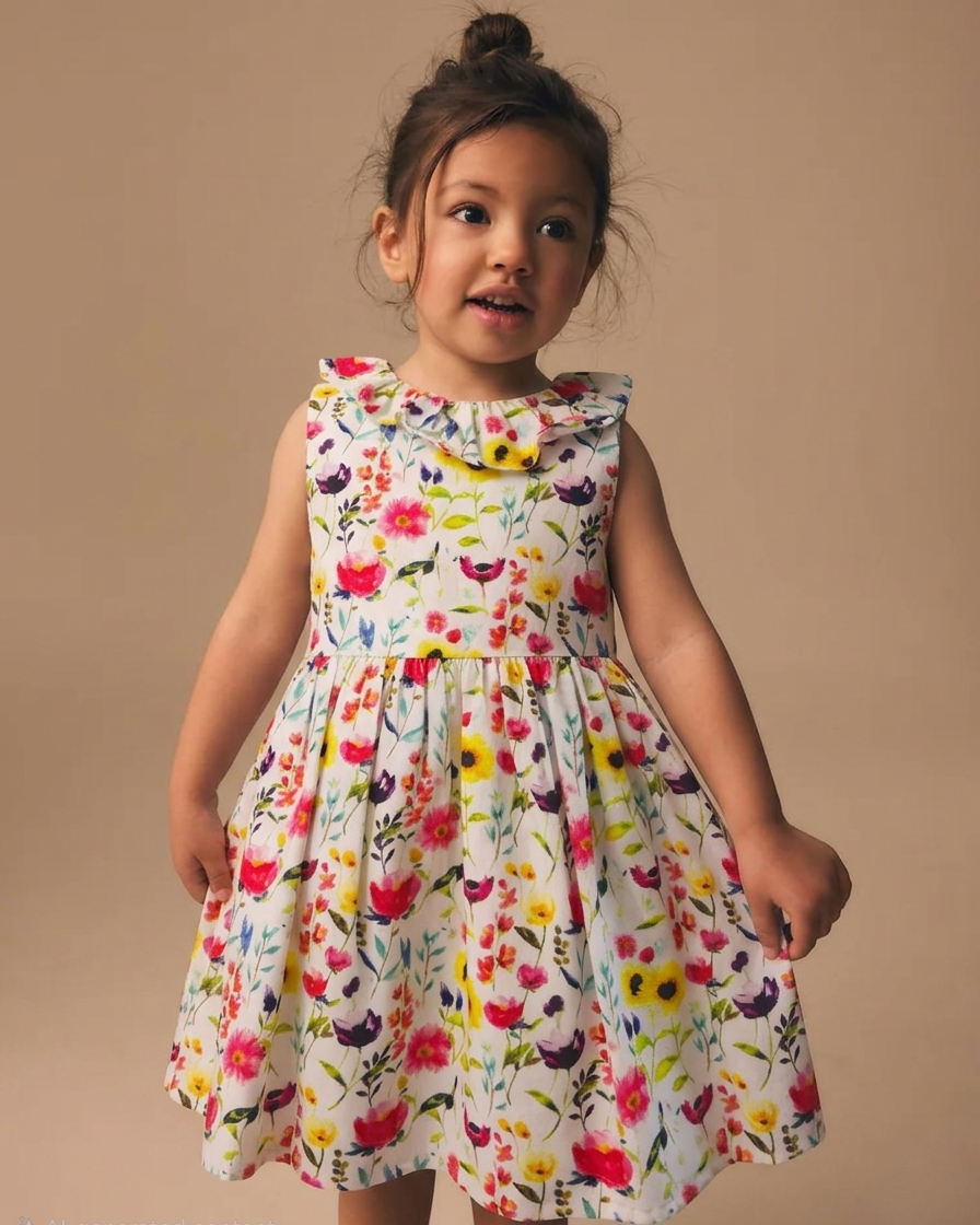 Robe de soirée d'été florale blanche Rosabelle (3-12 ans)
