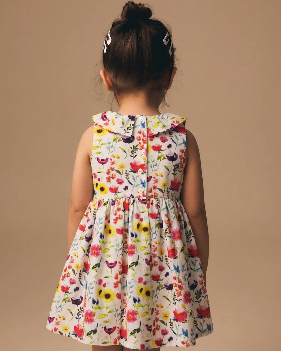 Robe de soirée d'été florale blanche Rosabelle (3-12 ans)