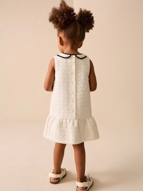 Rosabelle Cream Textured Collar Dress