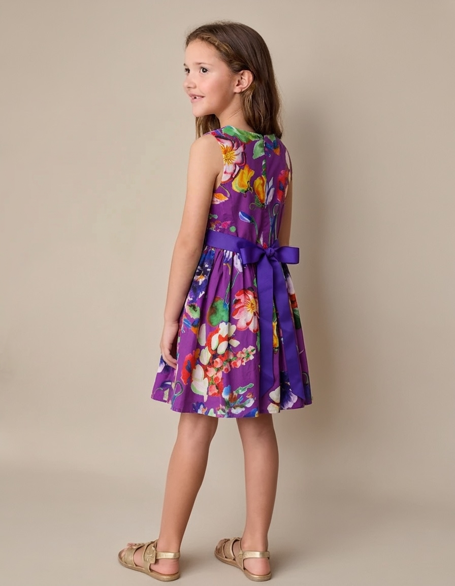 Rosabelle Purple Floral Summer Party Dress(3-12yrs)