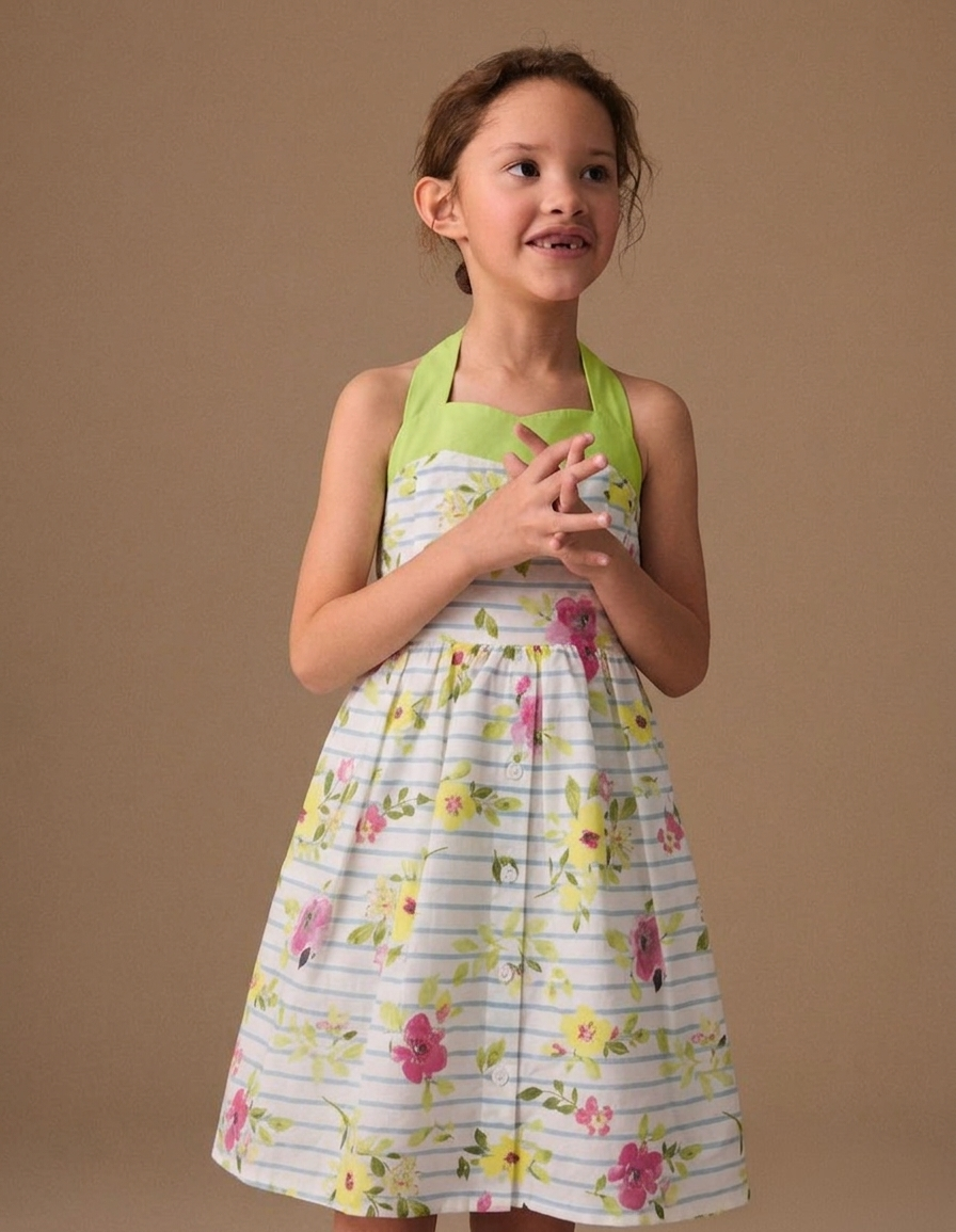Rosabelle Pistachio Floral Summer Party Dress(3-12yrs)