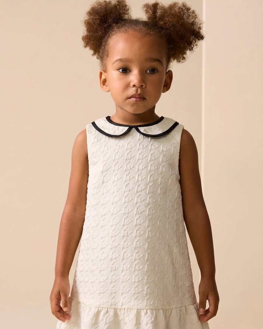 Rosabelle Cream Textured Collar Dress
