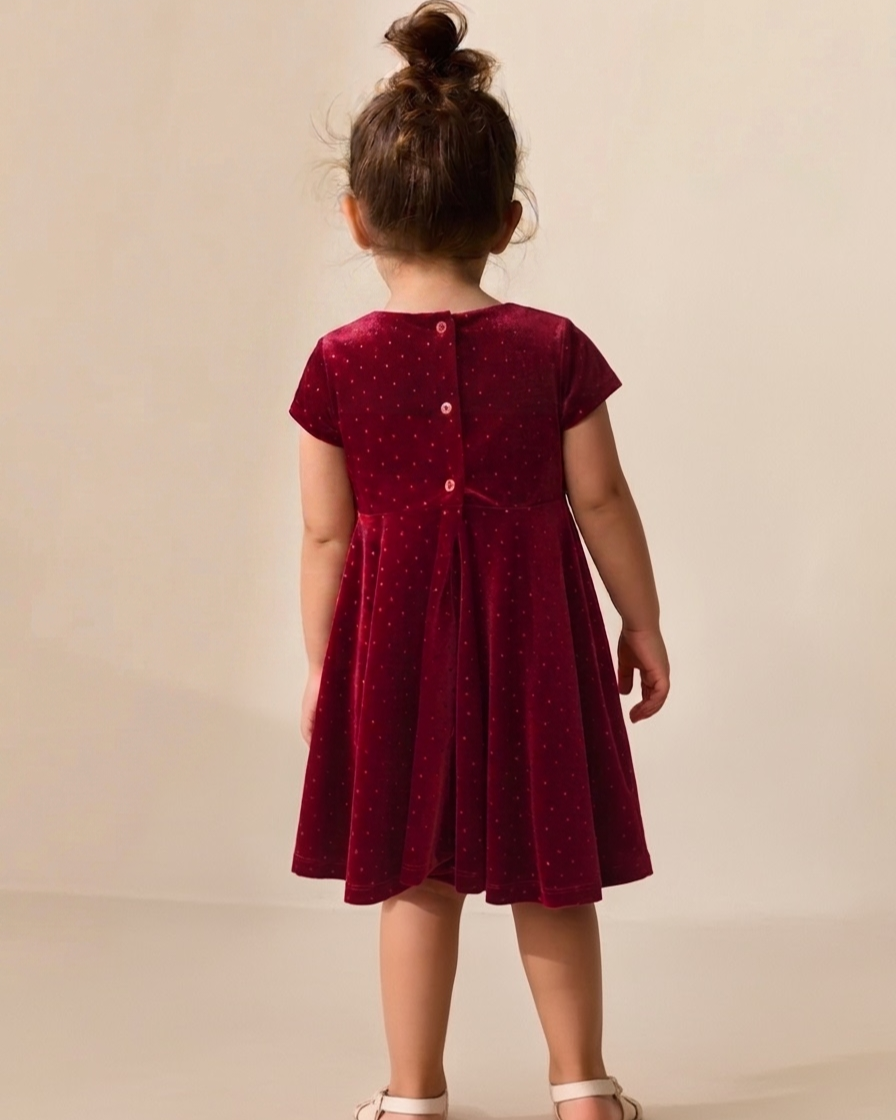 Robe Rosabelle en velours rouge à pois