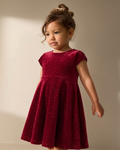 Robe Rosabelle en velours rouge à pois