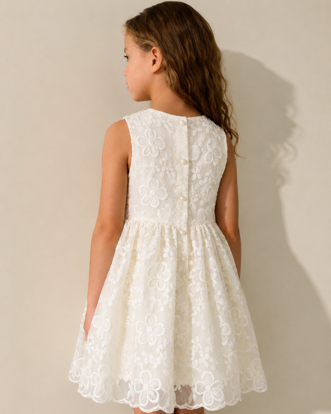 Robe Rosabelle en dentelle florale ivoire