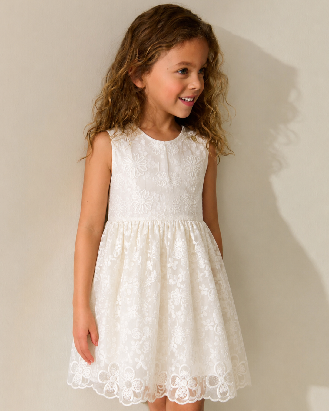Robe Rosabelle en dentelle florale ivoire