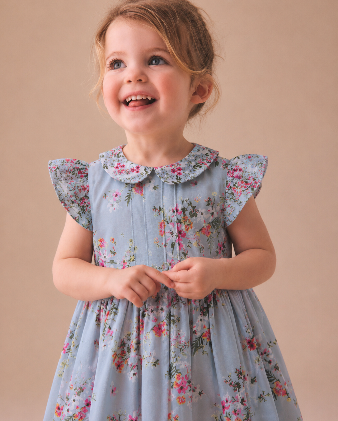 Rosabelle Soft Blue Floral Twirl Dress
