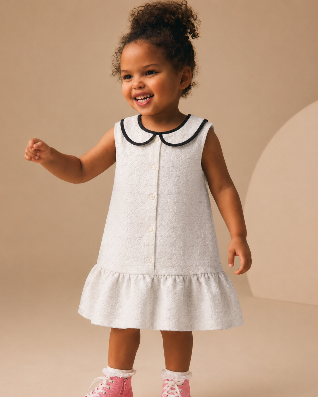 Rosabelle Cream Textured Collar Dress
