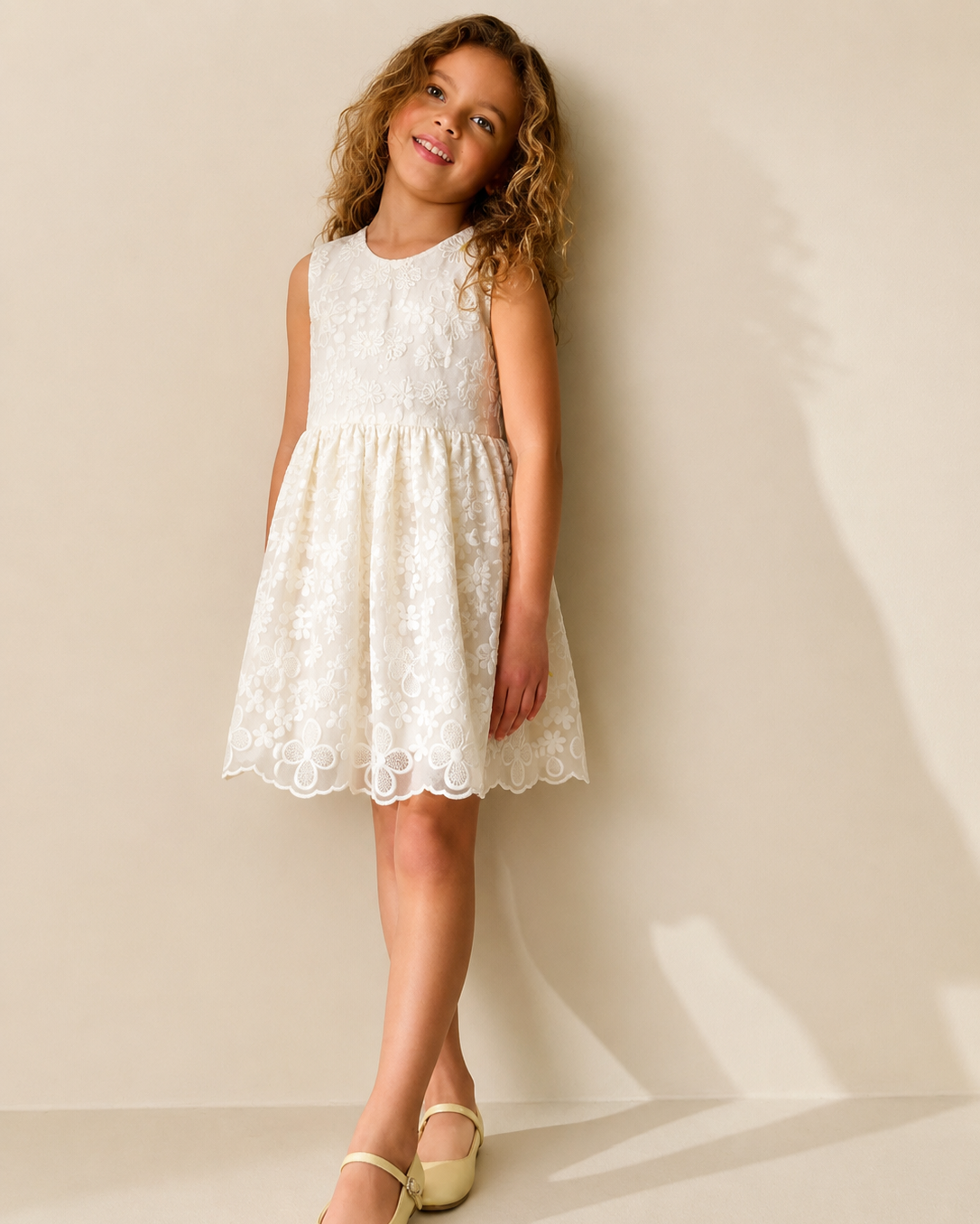 Robe Rosabelle en dentelle florale ivoire