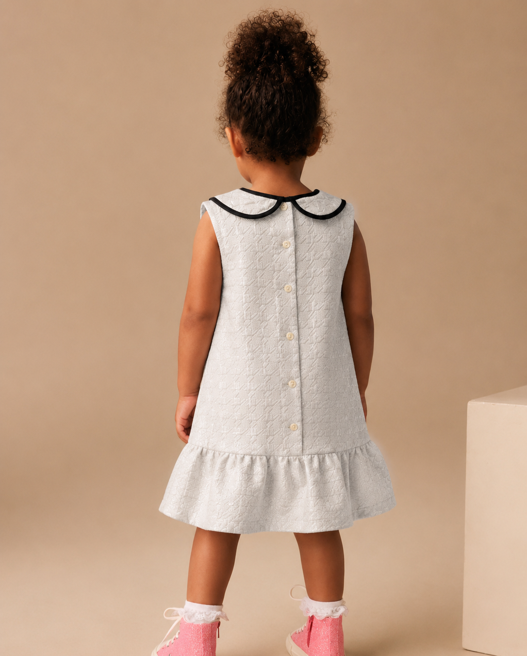 Rosabelle Cream Textured Collar Dress