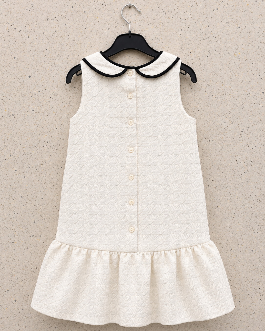 Rosabelle Cream Textured Collar Dress